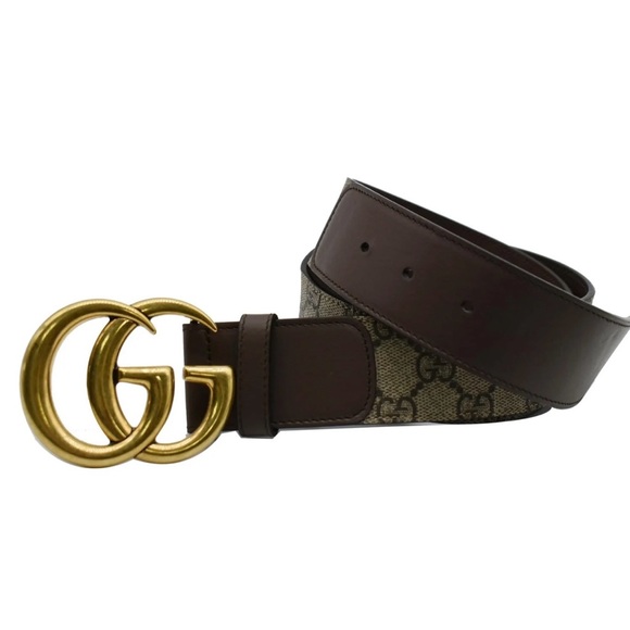 Gucci GG with Double Buckle Canvas Leather Belt size 30 85 gold brown supreme og - Picture 4 of 10